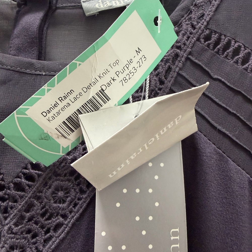 Daniel Rainn Purple Lace Detail Blouse - Picture 2 of 3